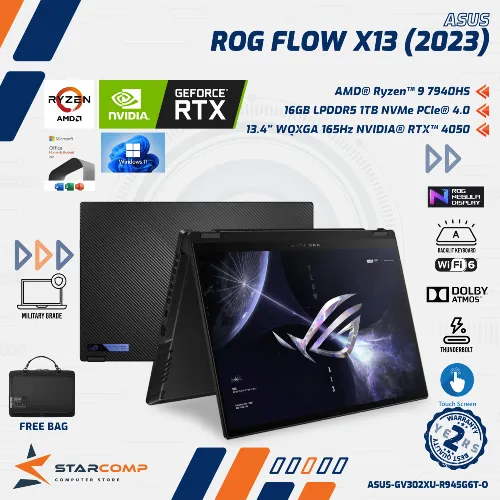 ASUS ROG FLOW Z13 GV302XU RYZEN 9-7940HS RTX4050 16GB 1TB 13.4" QHD 165HZ W11 OHS