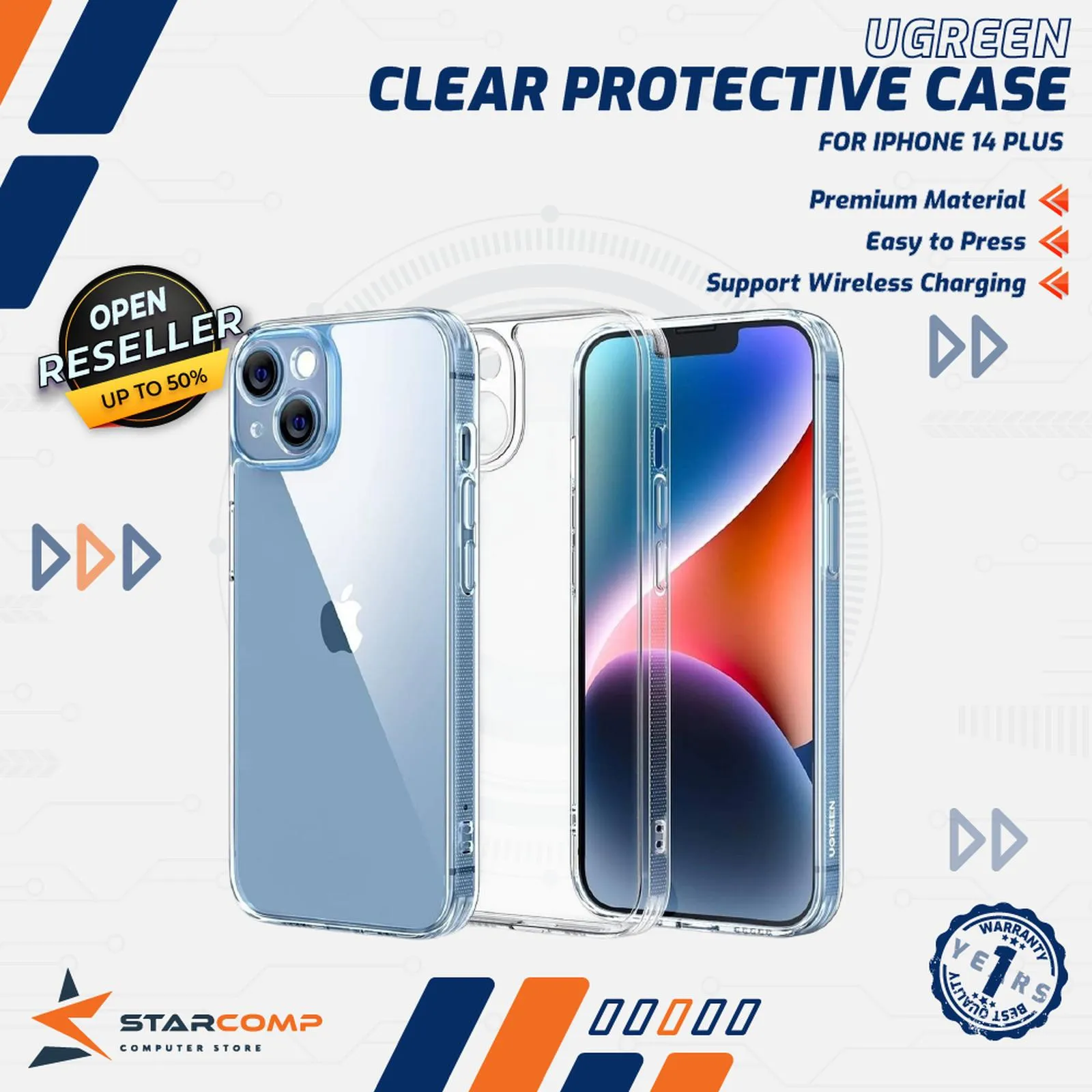 CASE UGREEN IPHONE 14 PLUS CLEAR PROTECTIVE (90939)