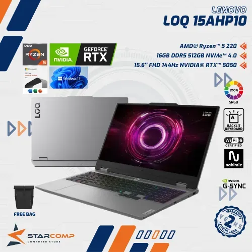 LENOVO LOQ 15AHP10 RYZEN 5 220 RTX5050 16GB 512GB SRGB 144HZ