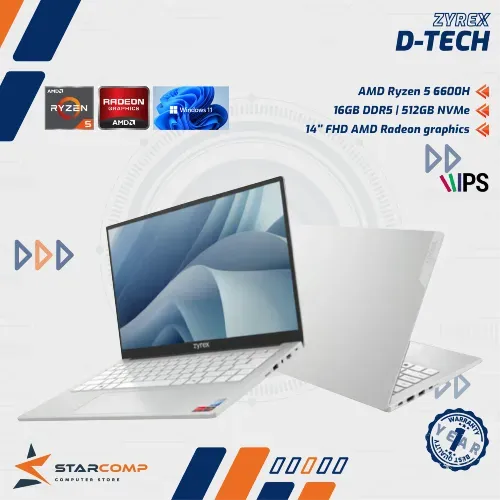 ZYREX D-TECH RYZEN 5 6600H 8GB 512GB 14" FHD IPS W11