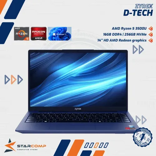 ZYREX D-TECH RYZEN 5 3500U 16GB SSD 256GB 14" HD W11
