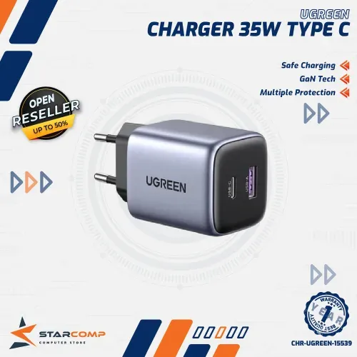 UGREEN 15539 CHARGER TYPE C USB-A 35W FAST CHARGING QC 3.0 PD 4.0 PPS