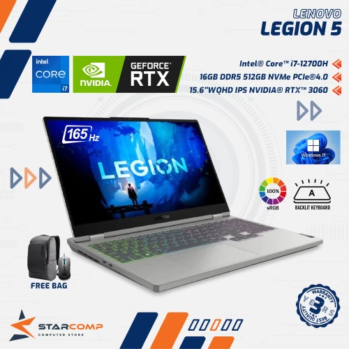 LENOVO LEGION 5I I7-12700H 16GB 512GB RTX3060 15.6" WQHD IPS 165HZ SRGB