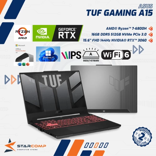 ASUS TUF GAMING A15 FA507RM RYZEN 7 6800H 16GB 512GB RTX3060 15.6" FHD IPS 144HZ