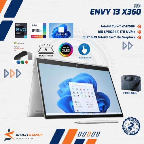 HP ENVY X360 13 BF0107TU I7-1250U EVO 16GB 1TB SSD 13.3" OLED TOUCH STYLUS