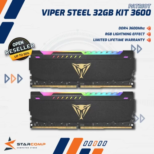 PATRIOT VIPER STEEL RGB 32GB KIT DDR4 3600MHZ
