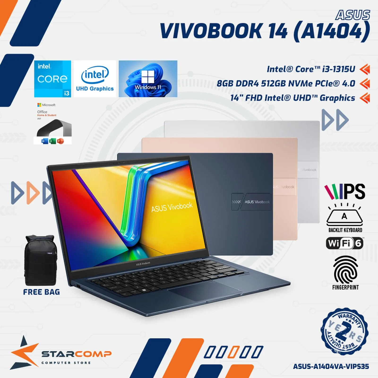 NOTEBOOK ASUS 14 A1404VA CORE I3-1315U/8/512