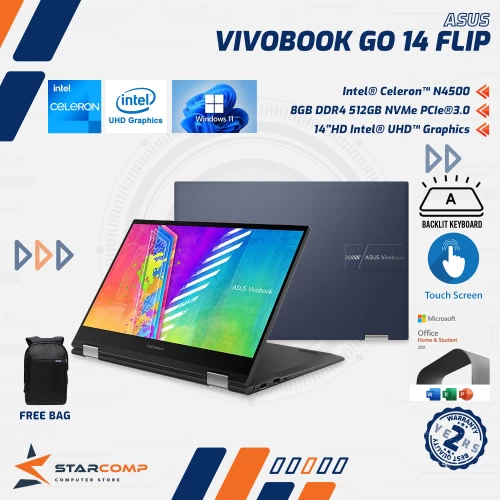 ASUS VIVOBOOK GO 14 FLIP TP1400KA N4500 4GB 256GB 14" TOUCH X360 OHS