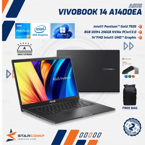 ASUS VIVOBOOK 14 A1400EA PENTIUM GOLD 7505 8GB 256GB 14" FHD W11+OHS