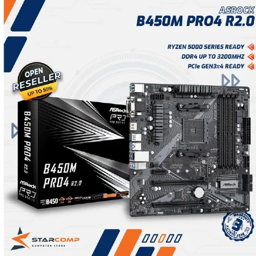 ASROCK B450M PRO4 R2.0 MOTHERBOARD AMD AM4 PRO 4
