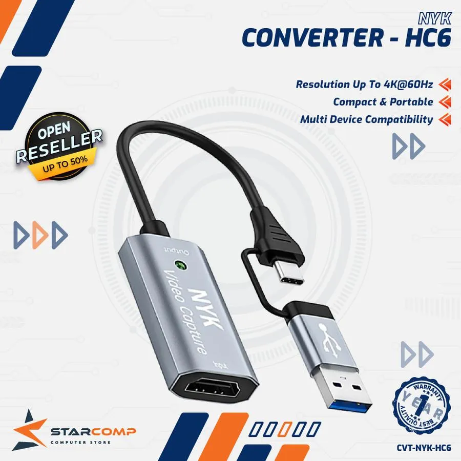 CONVERTER HDMI CAPTURE TYPEC NYK HC6