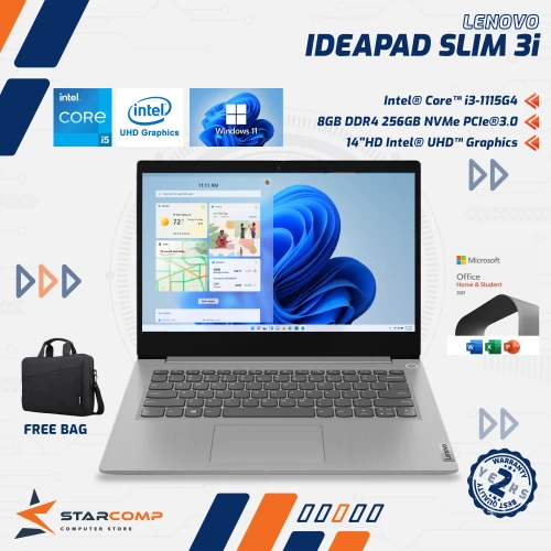 LENOVO IDEAPAD SLIM 3I | CORE I3-1115G4 8GB 512GB SSD 14" HD PLATINUM GREY - F4ID
