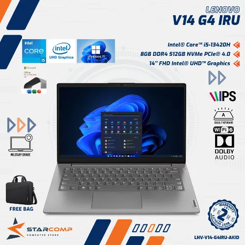 LENOVO V14 G4 IRU CORE I5-13420H 8GB SSD 512GB 14" FHD IPS W11 OHS - AKID