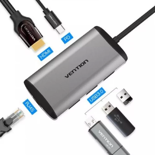 VENTION 6 IN 1 THUNDERBOLT 3.0 USB C TO HDMI RJ45 USB 3.0 PD (CNCHB)