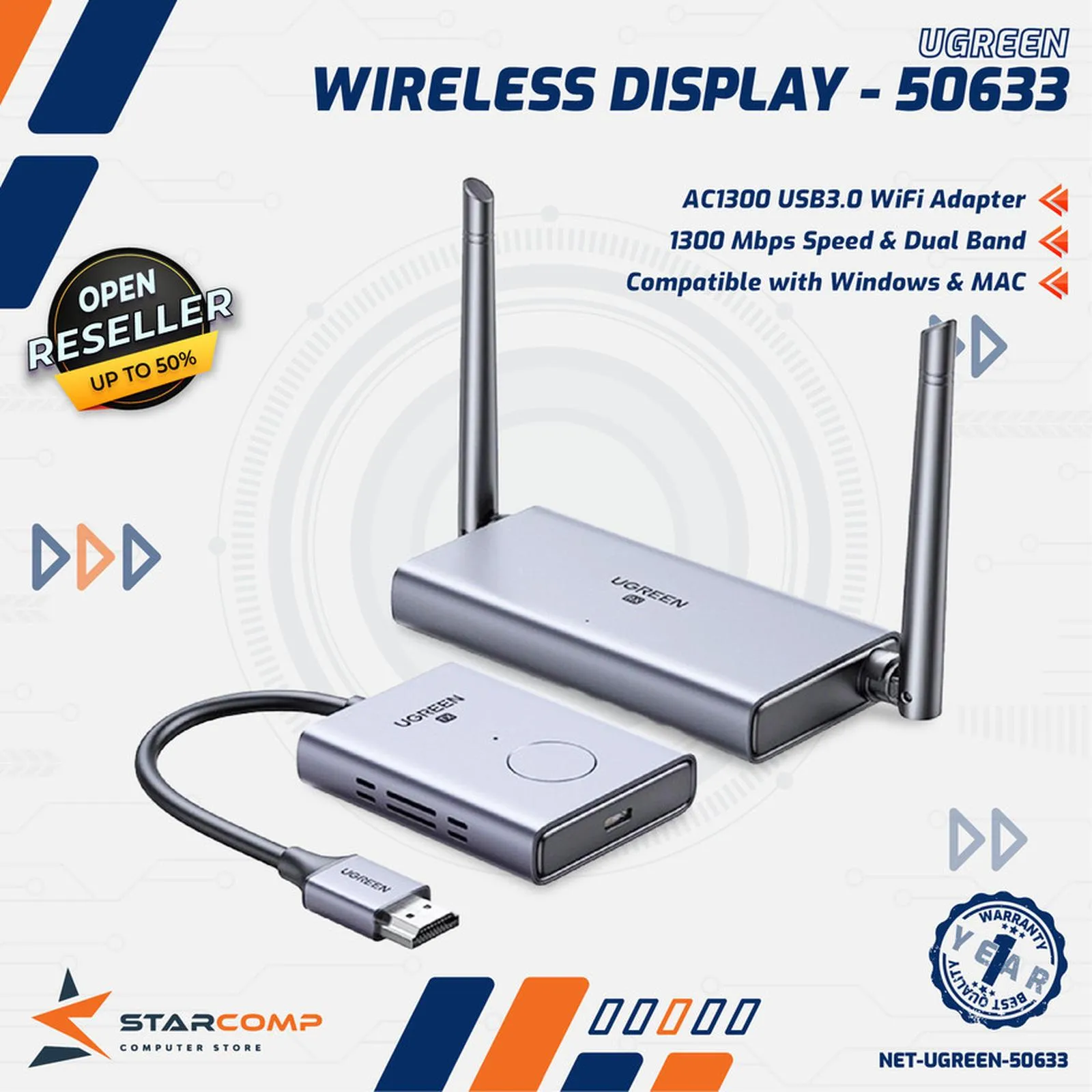 HDMI WIRELESS PROJECTOR UGREEN (50633A)