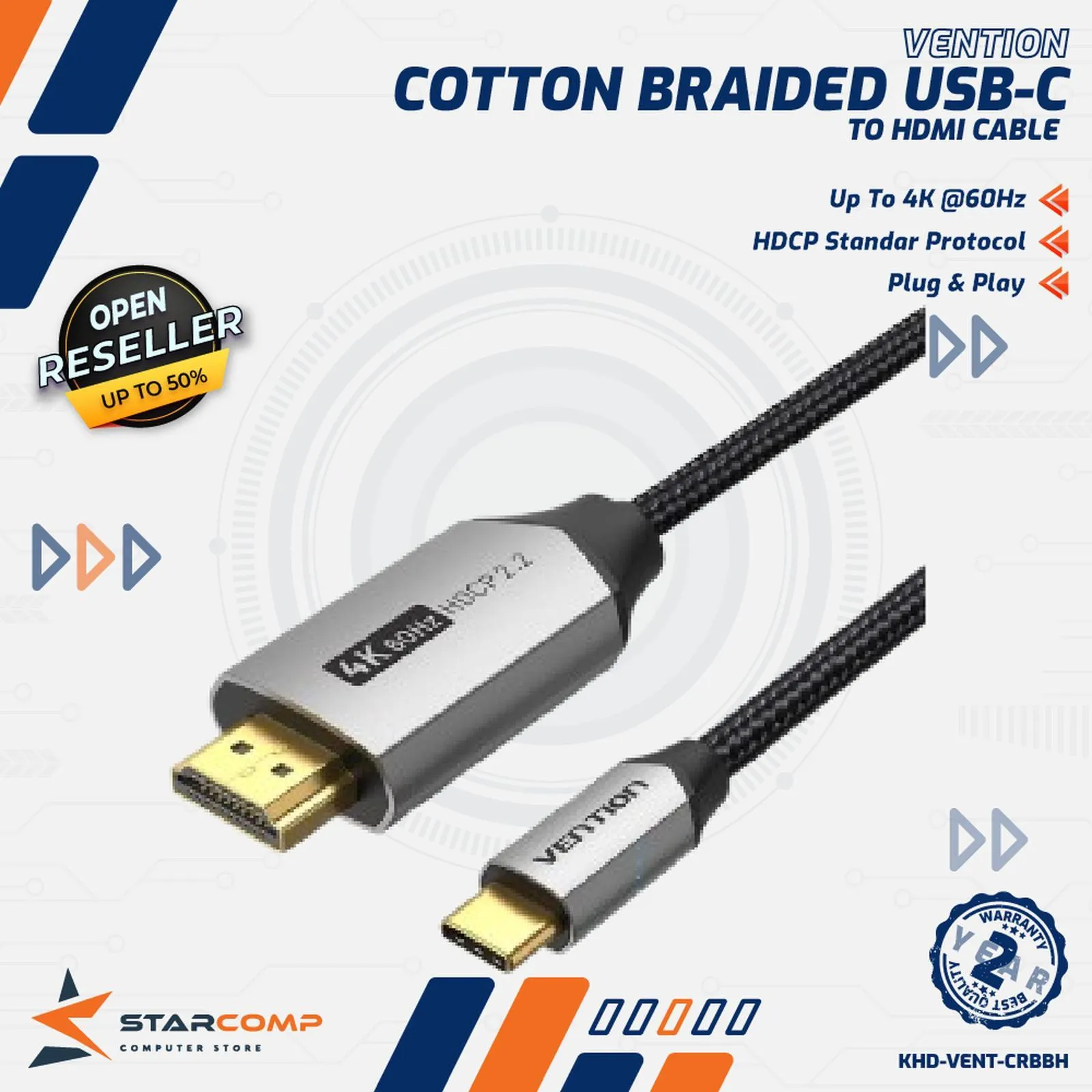 KABEL HDMI VENTION USB-C TO HDMI 2M (CRBBH)