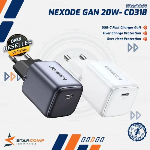UGREEN CD318 CHARGER 20W NEXODE GAN USB-C FAST CHARGING MINI SIZE