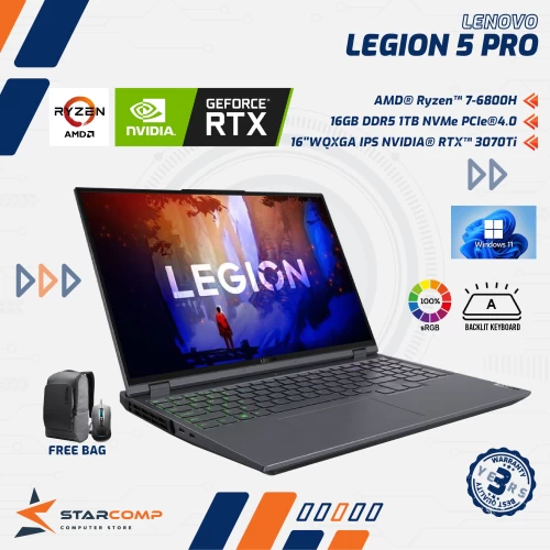 LENOVO LEGION 5 PRO RYZEN 7 6800H 1TB SSD 16GB RTX3070TI 16" WQXGA 240HZ SRGB