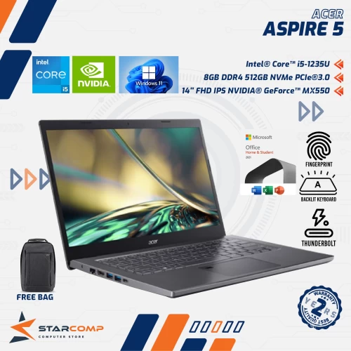 ACER ASPIRE 5 SLIM A514-55G I5-1235U 8GB 512GB MX550 14" FHD IPS OHS