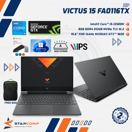 HP VICTUS GAMING 15-FA0116TX I5-12500H 8GB 512GB GTX1650 15.6" 144HZ