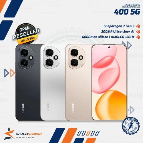 HONOR 400 5G 12/512GB SNAPDRAGON 7 GEN 3 AMOLED 120HZ 200MP ULTRA-CLEAR IP66 GARANSI RESMI