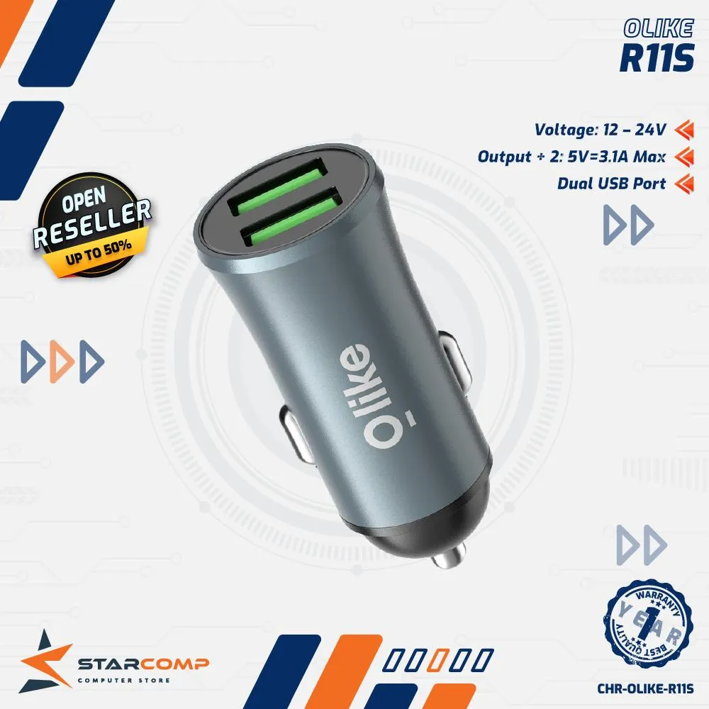 CAR CHARGER OLIKE DUAL PORT 3.1A R11S (ISI 10)